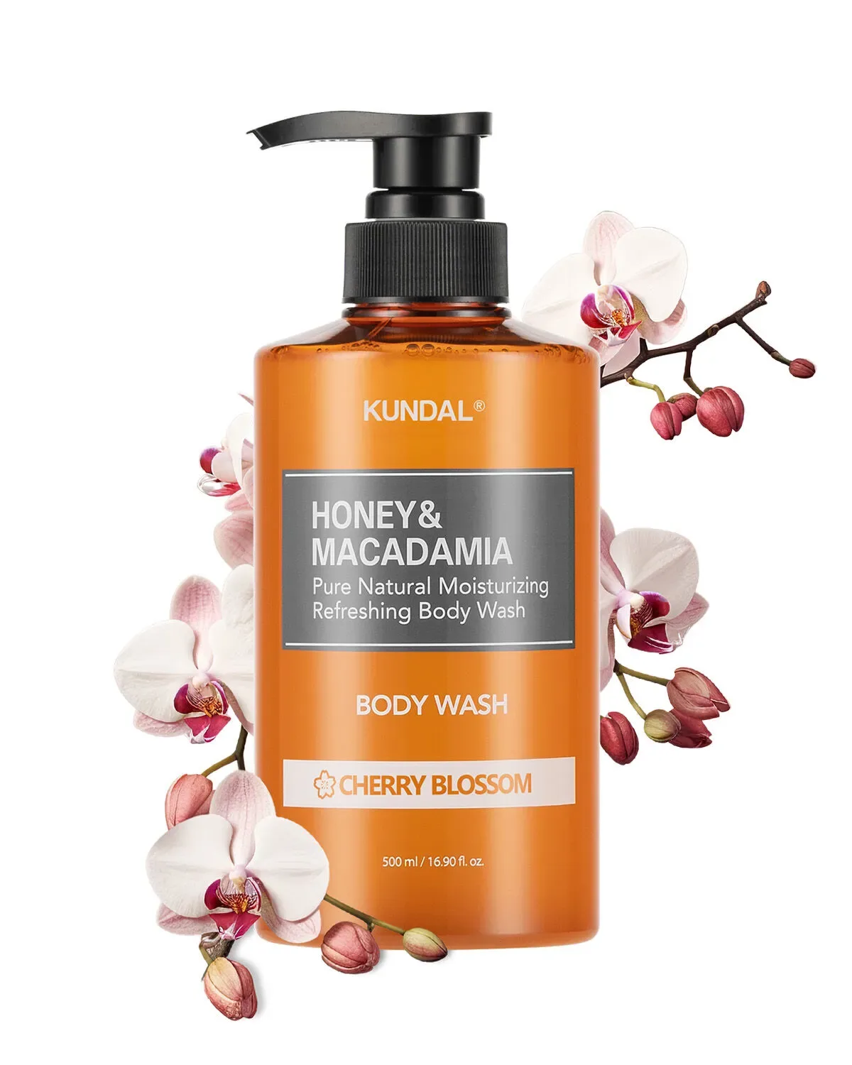 KUNDAL HONEY & MACADAMIA PURE BODY WASH 500ML- CHERRY BLOSSOM