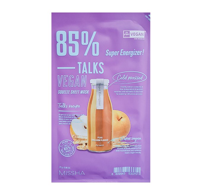 MISSHA TALKS VEGAN SQUEEZE SHEET MASK SUPER ENERGIZER
