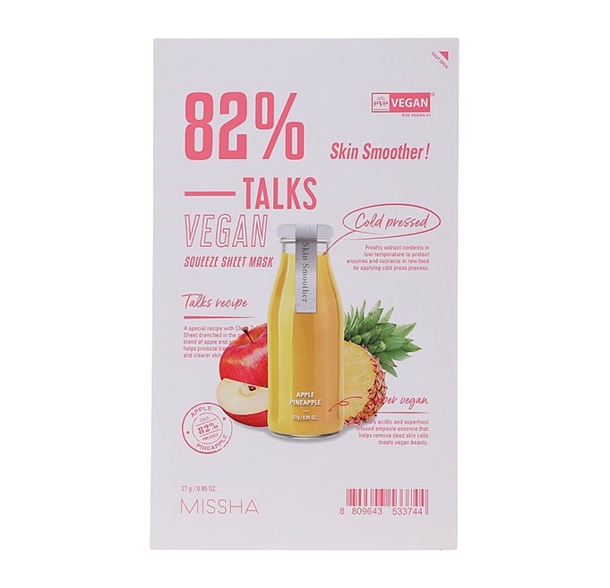 MISSHA TALKS VEGAN SQUEEZE SHEET MASK SKIN SMOOTHER