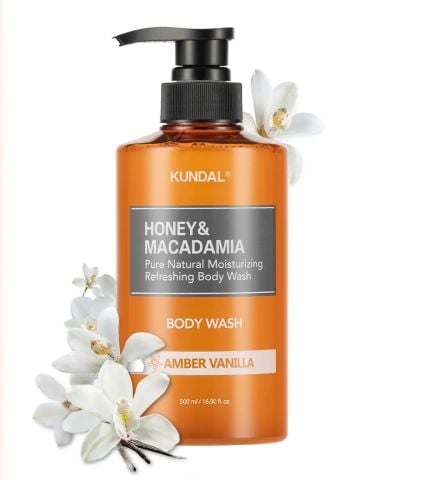 KUNDAL HONEY & MACADAMIA PURE BODY WASH 500ML-AMBER VANILLA