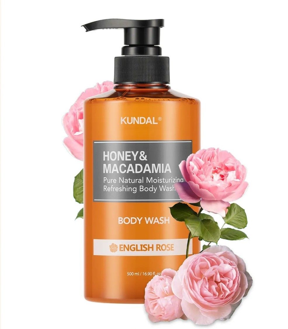 KUNDAL HONEY & MACADAMIA PURE BODY WASH 500ML - ENGLISH ROSE